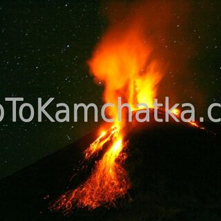 Kamchatka. Night eruption of the Klyuchevskoy Volcano. Tours to the Klyuchevskoy Volcano